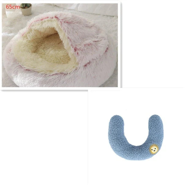 Cozy pet bed with plush and warm fabric for cats and dogs