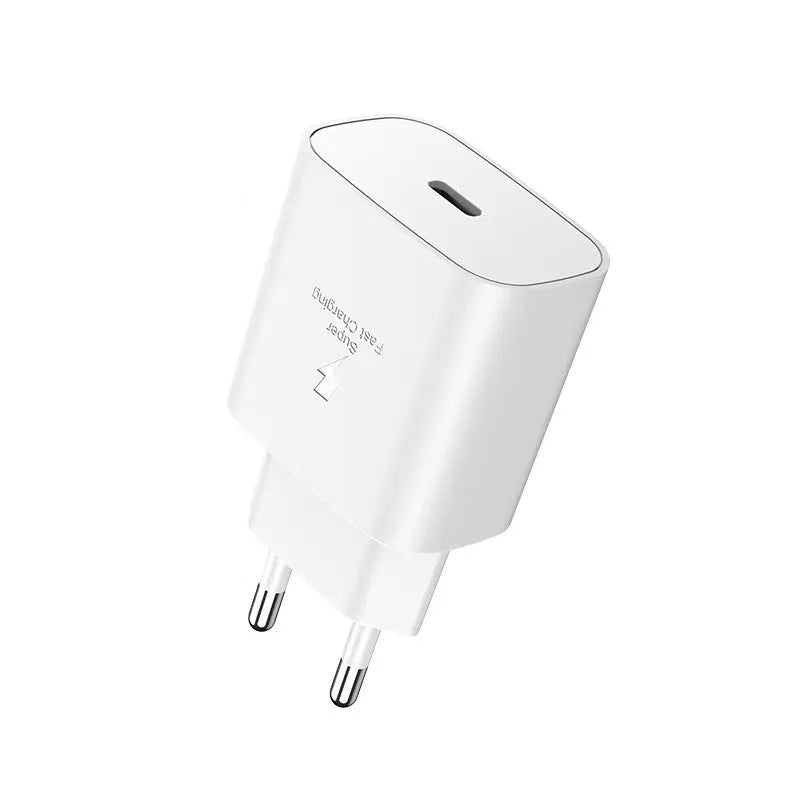 25W PD USB-C fast charger plug for Samsung Note10 S20 S21 S22 in black or white with UK EU US plug options