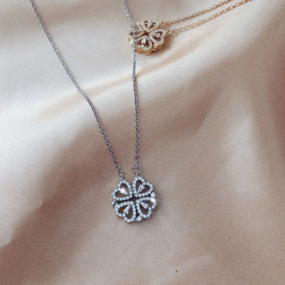 Elegant four-leaf clover necklace with magnetic and detachable design for versatile styling