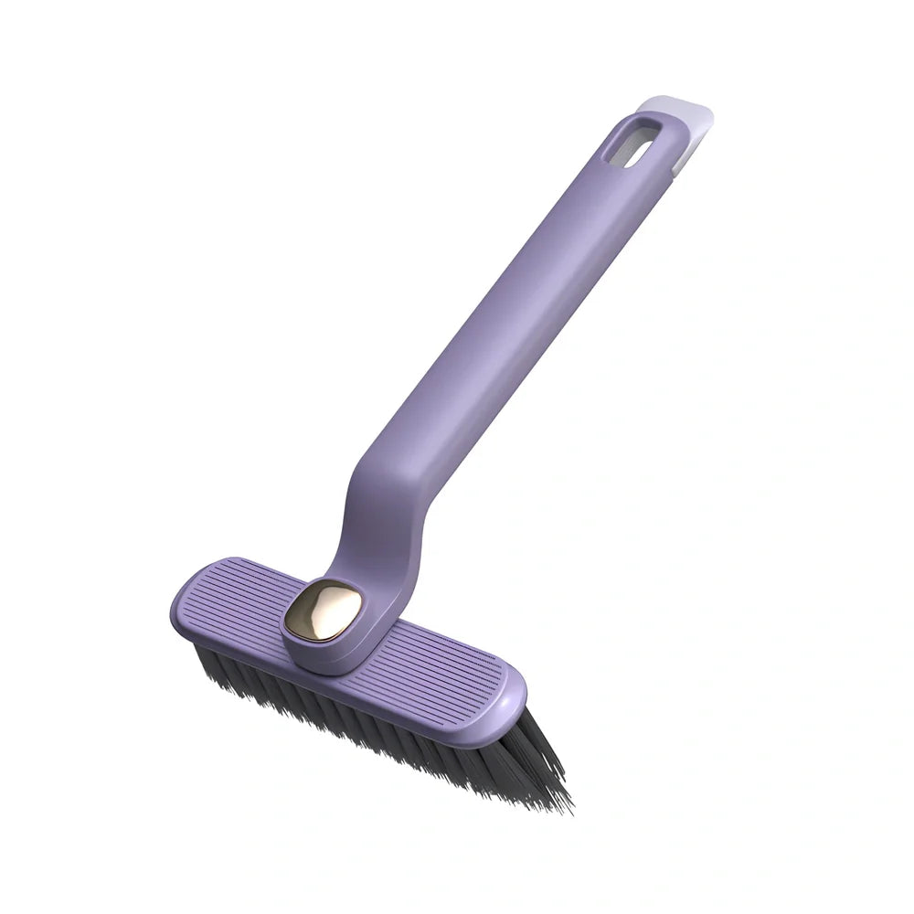 Rotating dual-head gap cleaning brush for tile stains in purple, white or brown