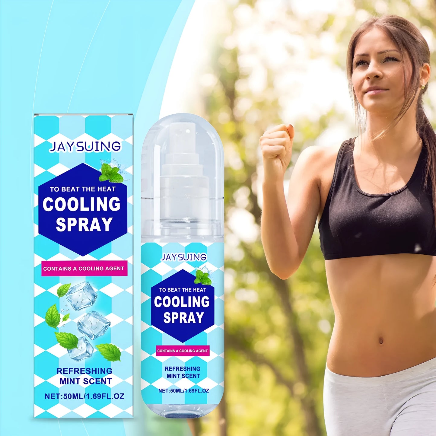 50ml cooling face spray bottle with mint extract for outdoor summer refreshment