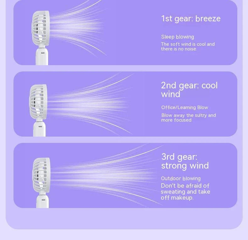 2-in-1 Handheld Fan with Power Bank - Adjustable 3-speed wind settings, compact design, and USB charging capabilities for a versatile cooling and power solution