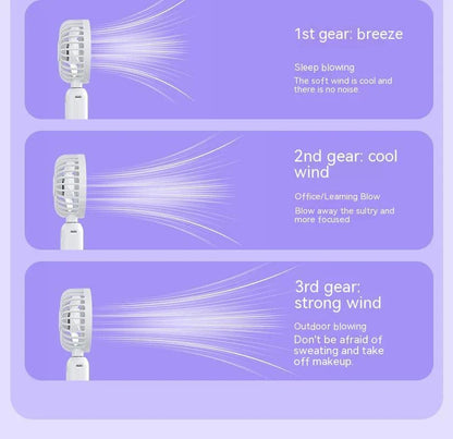 2-in-1 Handheld Fan with Power Bank - Adjustable 3-speed wind settings, compact design, and USB charging capabilities for a versatile cooling and power solution