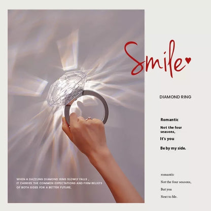 Diamond Ring Projector Lamp with dimmable ambient light for bedroom decoration