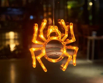 Spooktacular Halloween Hanging LED Lights with spiders, pumpkins, and ghostly figures for a haunting holiday ambiance
