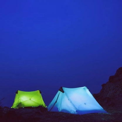 Silicon-coated poleless tent in green with rainproof feature