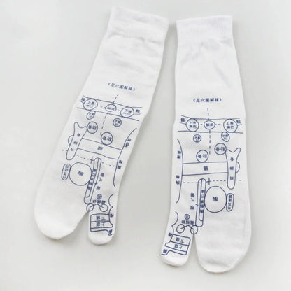 Acupressure foot massager socks with reflexology charts for targeted relief