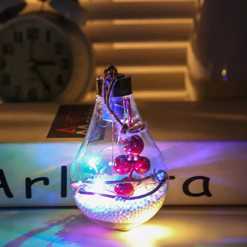 Transparent Christmas bulb ornament with bright colors, 7x7x11cm