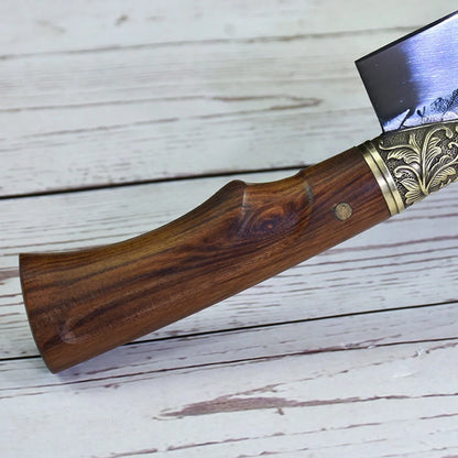 Hand forged lightweight slicing knife with rosewood handle and sharp 5Cr15Mov blade