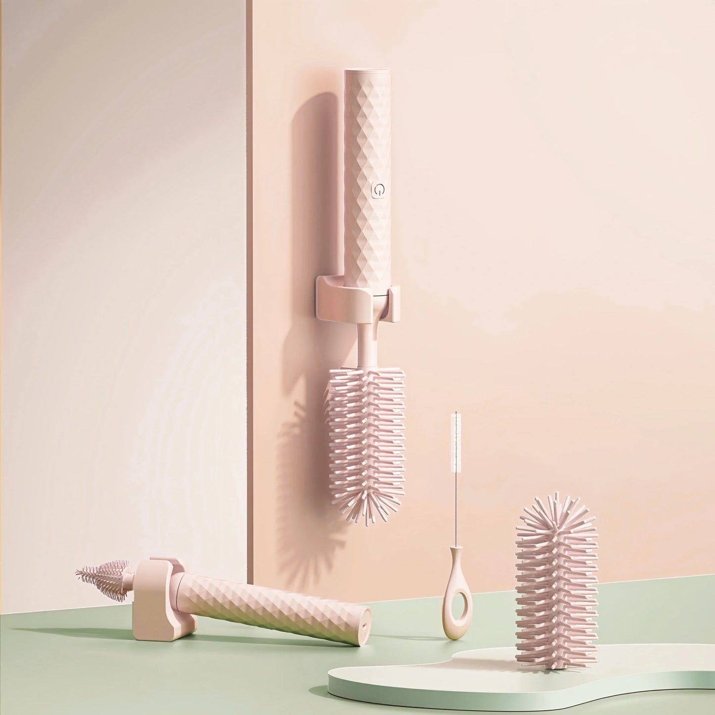 Electric Silicone Bottle Brush Set with rotating brush head for baby bottles