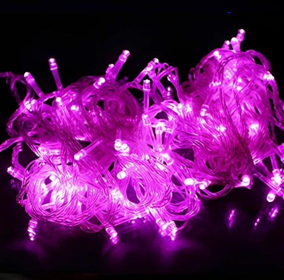 LED fairy string lights with multicolour bulbs on flexible copper wire for holiday decoration