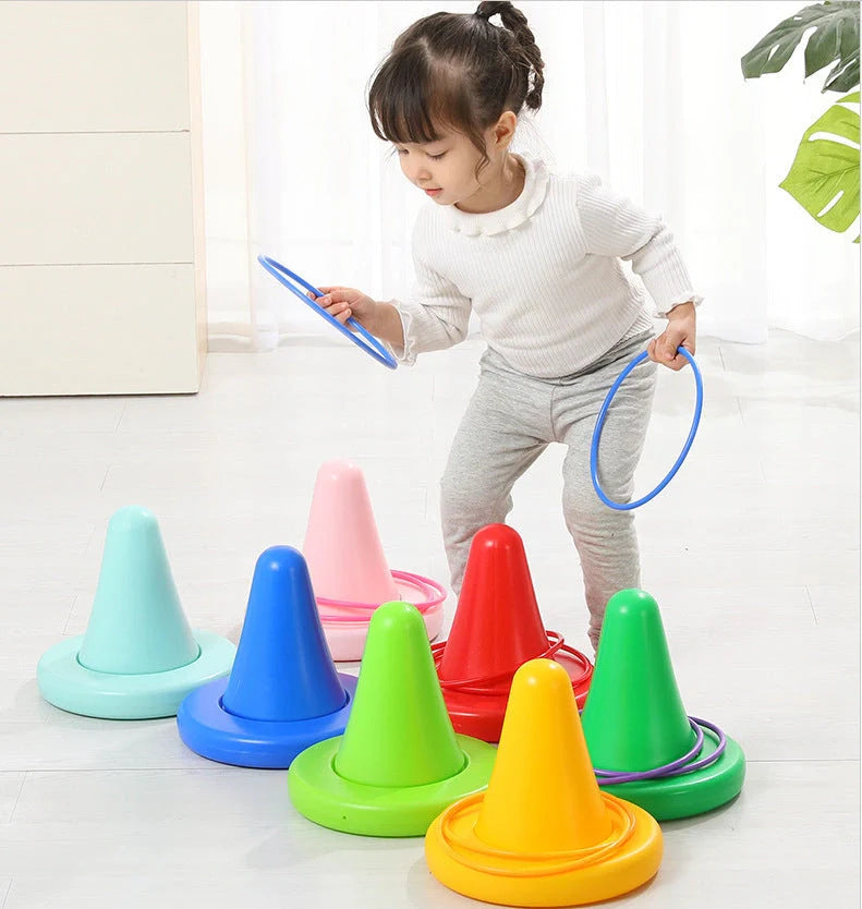 Children's balance training toy with bright colors and tactile dots for sensory development