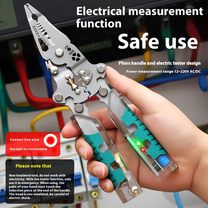 Thickened multi-functional electric pointed pliers wire stripper with 215-225mm length and rust-prevention cutting edges
