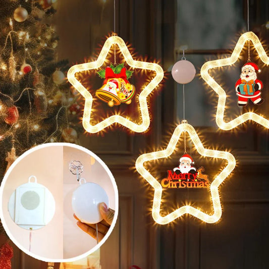 Festive five-pointed star pendant light with battery-powered LED lights to create a cozy Christmas atmosphere