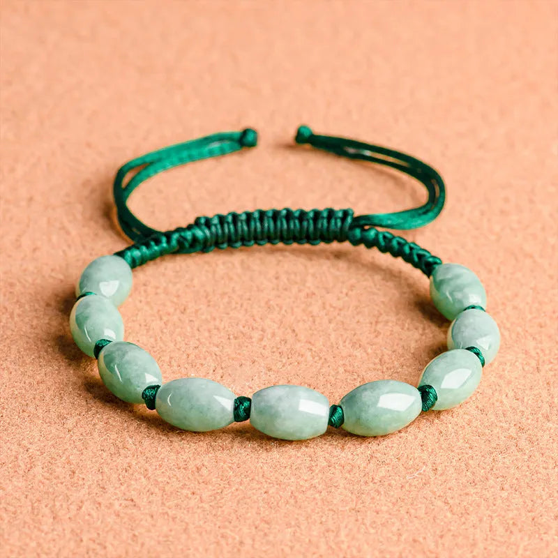 Jade national style bracelet with dark green men's and red women's versions including authenticity certificate
