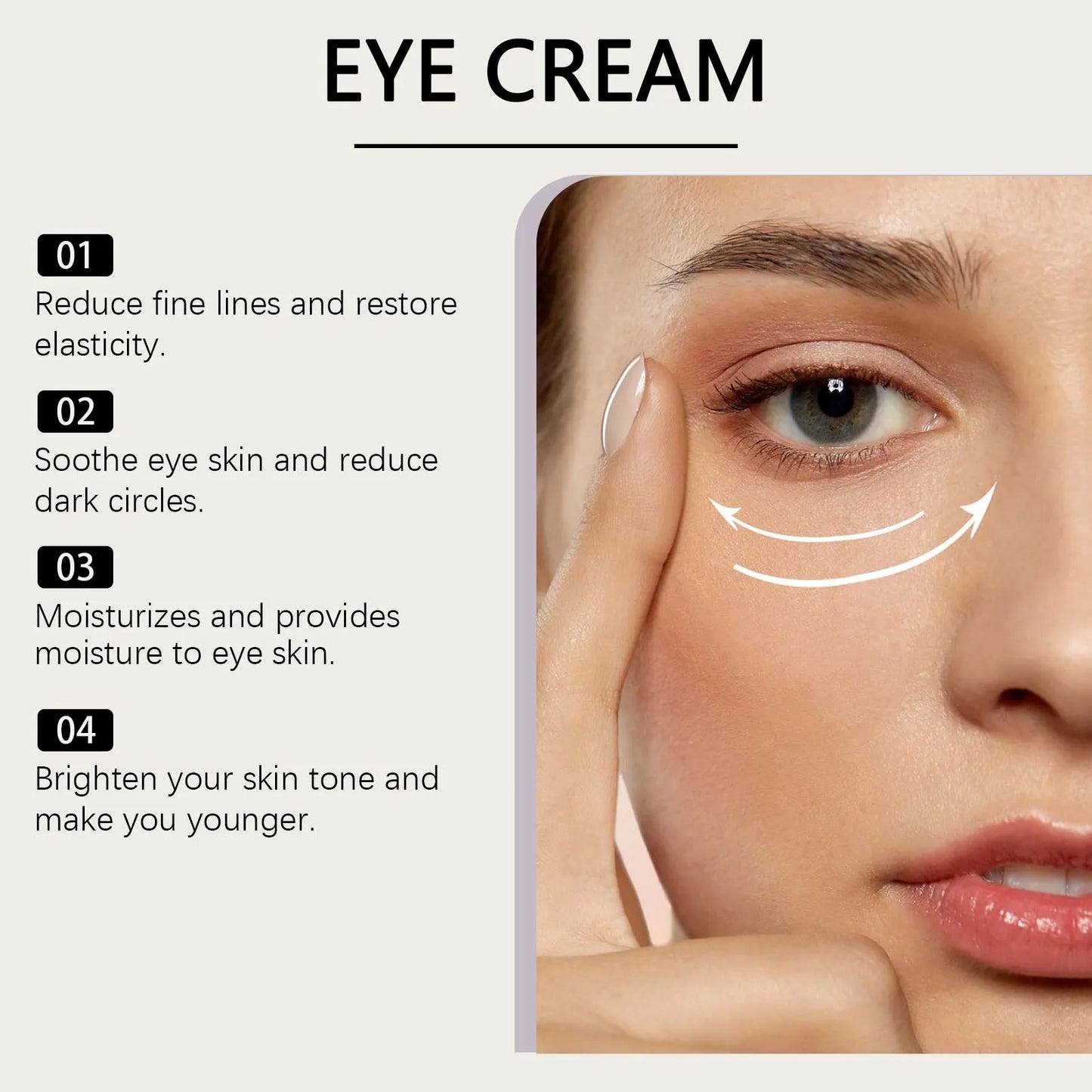 20g container of collagen and hyaluronic acid eye cream for the eye area.
