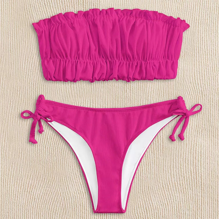 Women's solid color bikini with chest pad in various colors