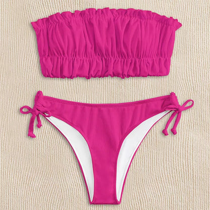 Women's solid color bikini with chest pad in various colors