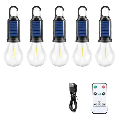 Five solar lantern light bulbs with pastoral styling and ABS plastic construction
