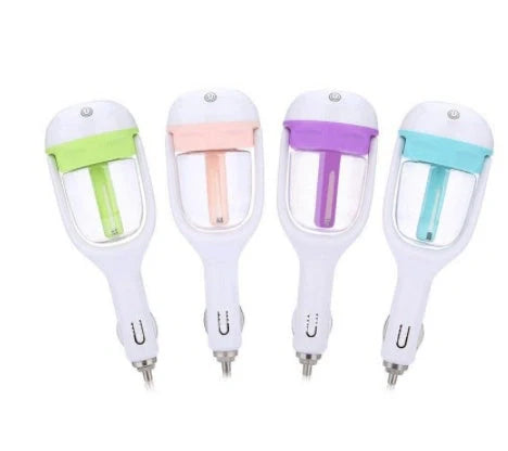 Compact car humidifier with 180-degree rotation for even air moisture, available in multiple colors