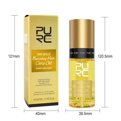 Yellow 50ml bottle of curly hair repair essential oil for split ends and frizzy hair.