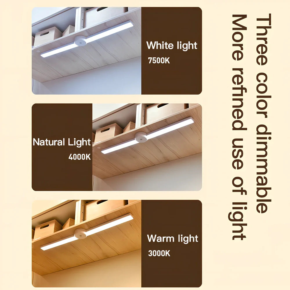 Foldable automatic sensor cabinet light with magnetic mount and adjustable brightness settings