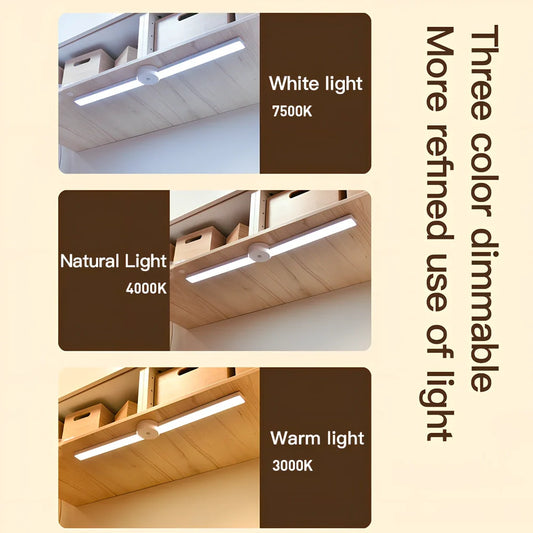 Foldable automatic sensor cabinet light with magnetic mount and adjustable brightness settings