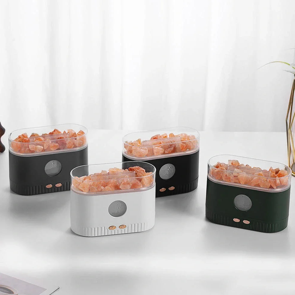 Crystal rock aromatherapy machine with flame effect and RGB lighting, 168mm height