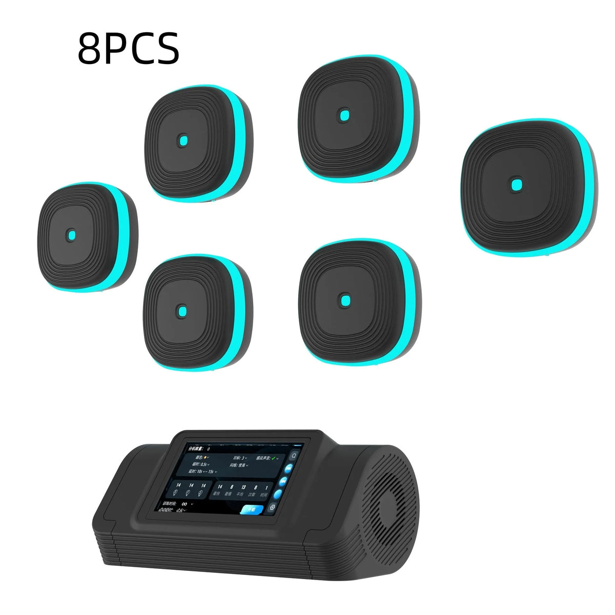 Black split music boxing machine with Bluetooth, hanging target, 6 or 8 targets, PU foam and PP.