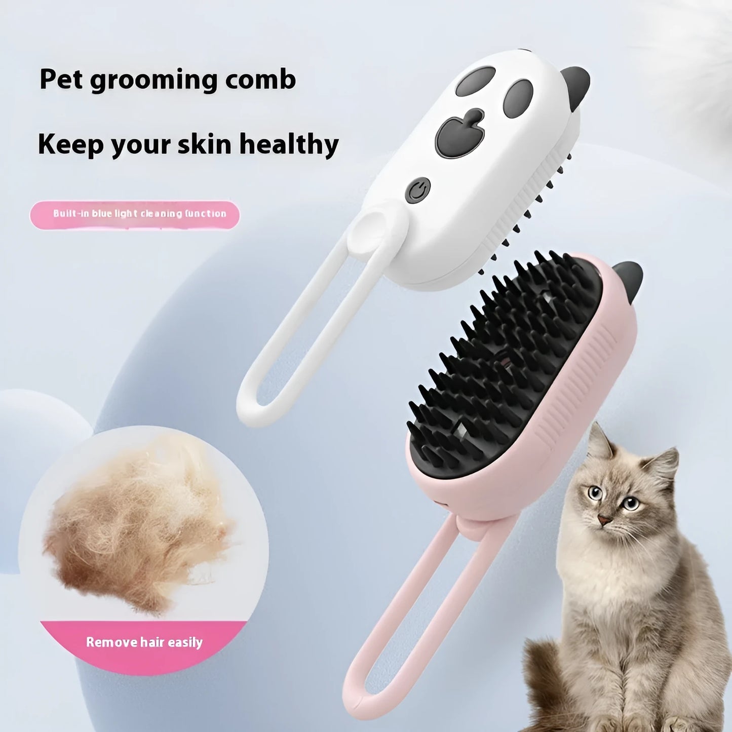 Green avocado-shaped pet grooming spray brush with comb for dogs and cats on a white background.