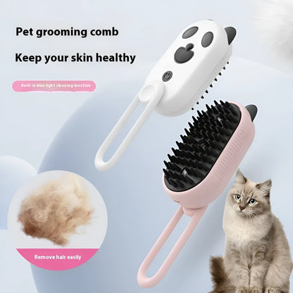Green avocado-shaped pet grooming spray brush with comb for dogs and cats on a white background.