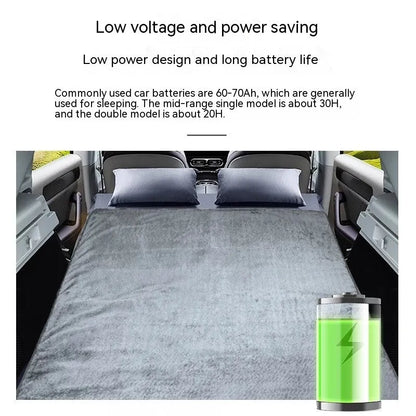 Grey 12V car electric blanket with cigarette lighter plug for knee and leg warmth