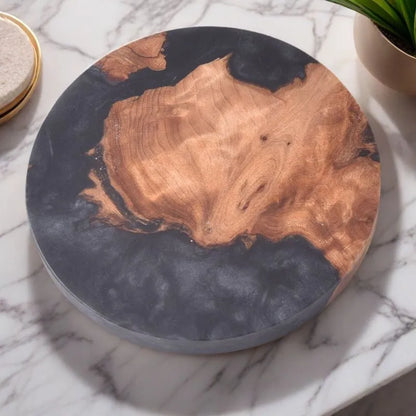 Nordic-style wooden coaster with irregular shape, 9.8cm diameter, for tea set protection