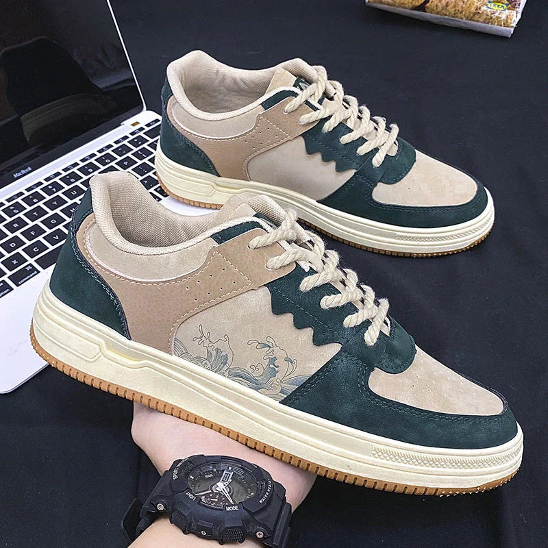Comfortable lace-up casual shoes for stylish men, featuring a soft, thick sole, breathable design, and trendy color options
