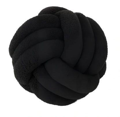 Spherical lamb wool cushion with hand-knotted surface in Nordic design, 27-30cm diameter