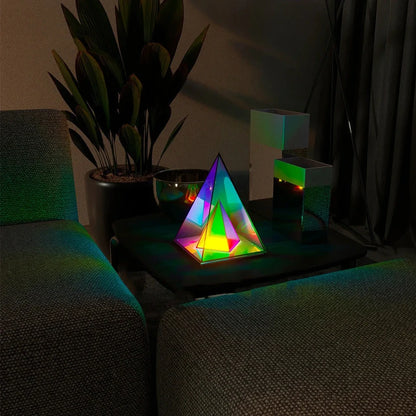 Acrylic cube LED table lamp with modern design and dimensions 24x22x22cm