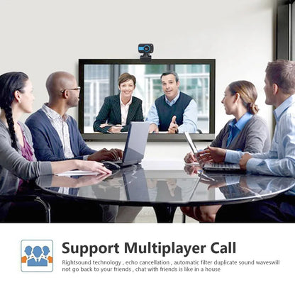 Blue, red, or white mini USB webcam on a stand with a 360-degree rotating head and manual focus adjustment.