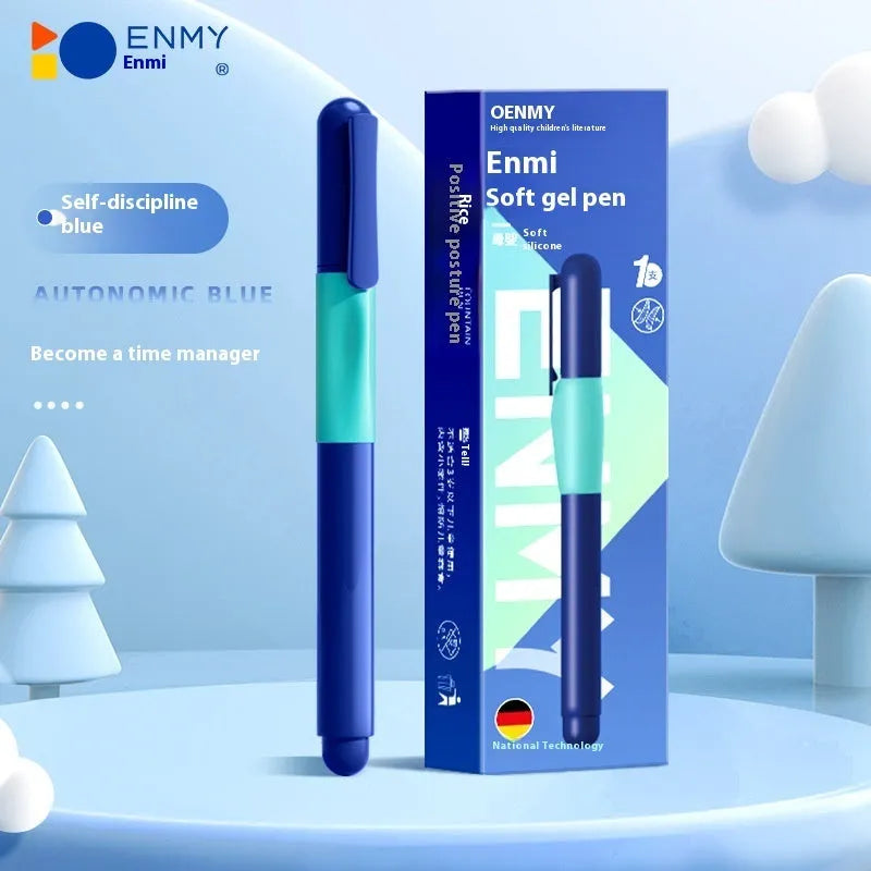 Student Posture Correction Pen with 15° angled grip and 0.5mm fine point in blue, green, purple, or orange