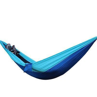 Durable and lightweight parachute hammock in various outdoor-friendly color options