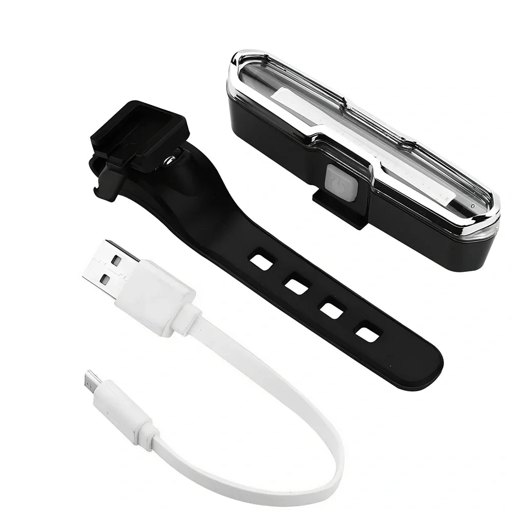 USB rechargeable red and blue mountain bike taillight with compact design and multiple lighting modes