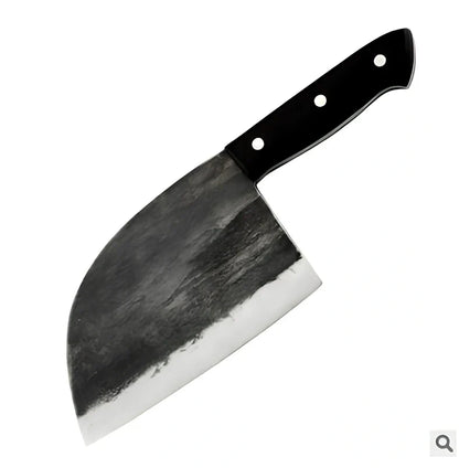 Hand-forged chopping knife with 17cm stainless steel blade and wooden handle