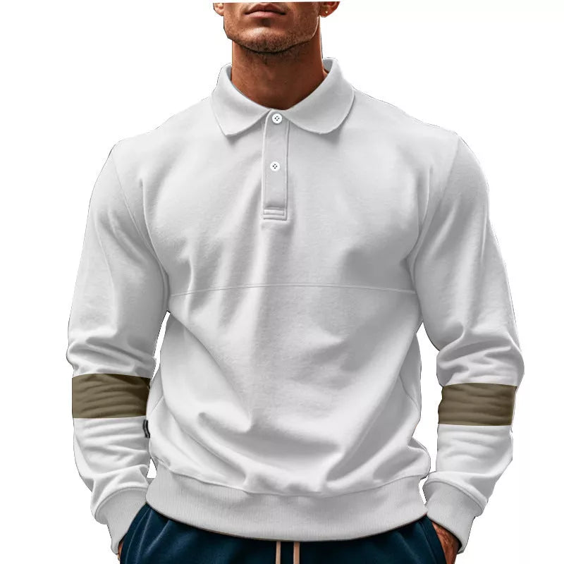 Men's long-sleeved lapel polo shirt in various colors for casual wear