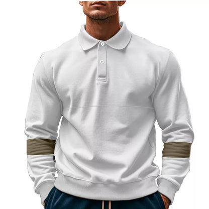 Men's long-sleeved lapel polo shirt in various colors for casual wear