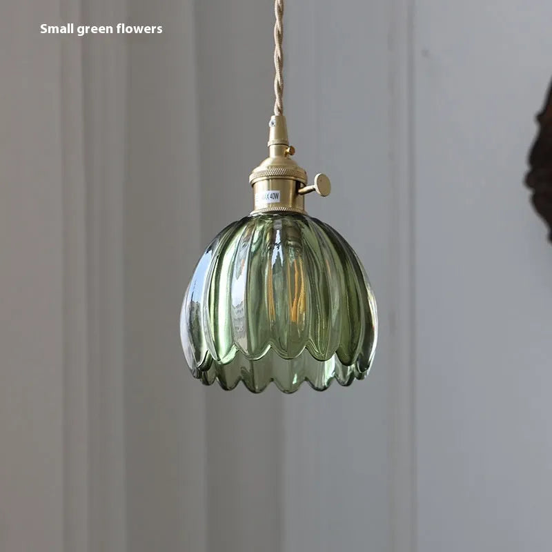 Nordic style glass flower chandelier in bedroom setting with multiple colour options