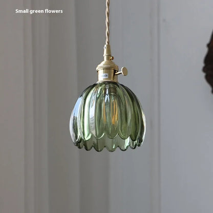 Nordic style glass flower chandelier in bedroom setting with multiple colour options
