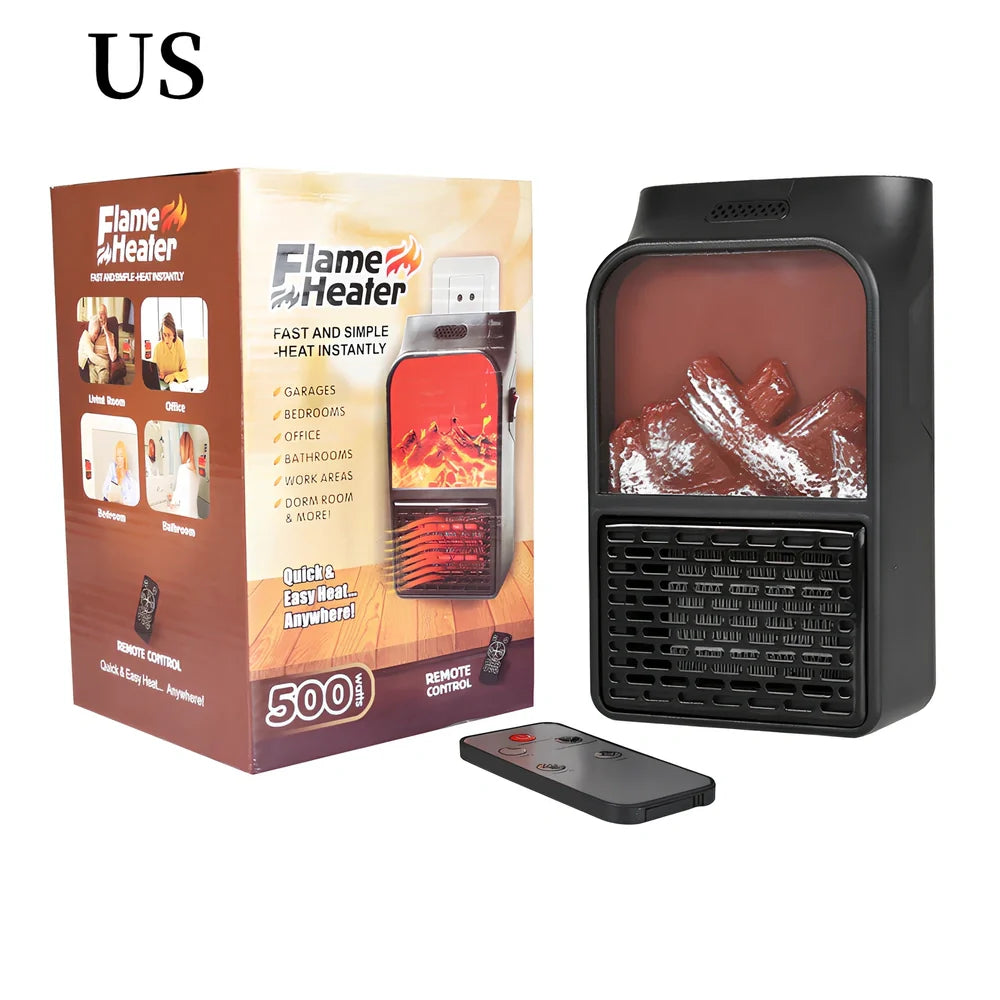Flame Heater mini household heater with flame retardant ABS construction and 500W heating capacity
