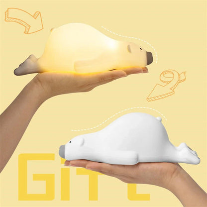 Cute bear-shaped silicone night light with adjustable brightness for children's bedrooms