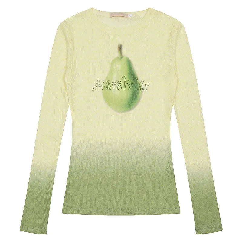 Women's light pink long sleeve t-shirt with a gradient floral print.