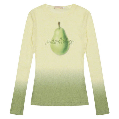 Women's light pink long sleeve t-shirt with a gradient floral print.
