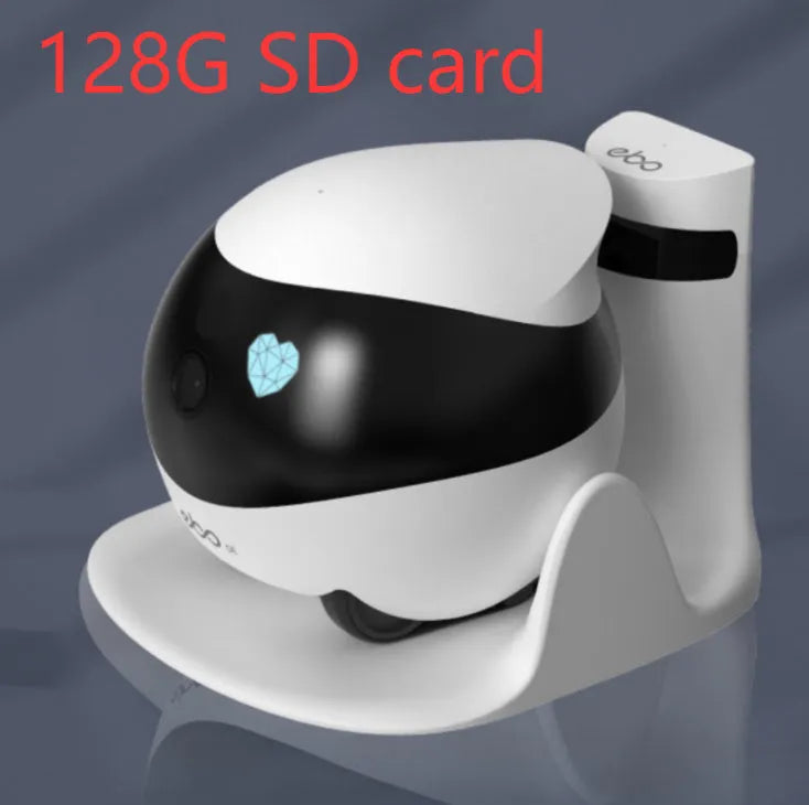 Smart home mobile surveillance robot camera with compact design and automatic docking station